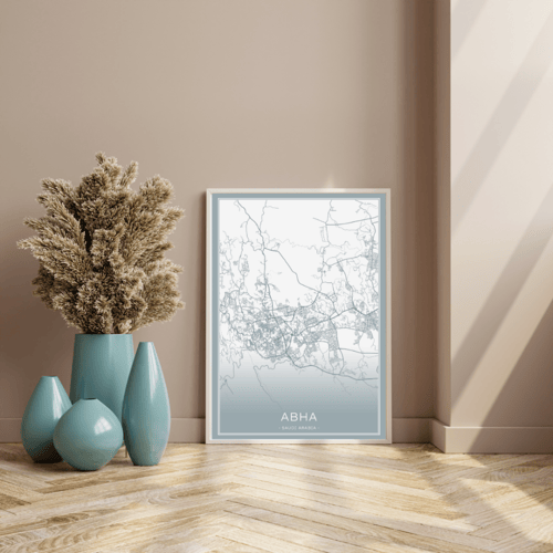 لوحة كانفس مدينة أبها لون أزرق