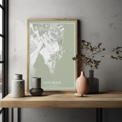 لوحة كانفس مدينة الخبر لون زيتي