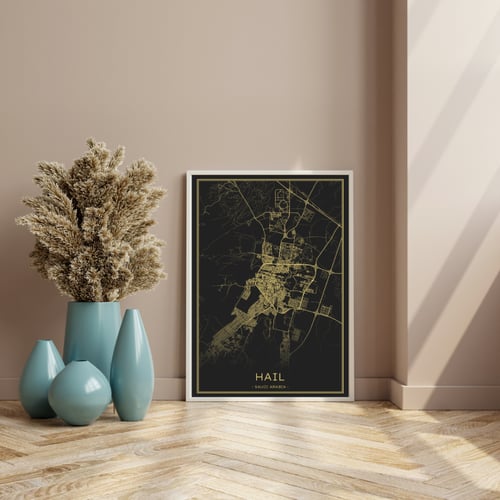 لوحة كانفس مدينة حائل لون اسود