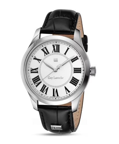 Guy Laroche Louis men's black leather watch