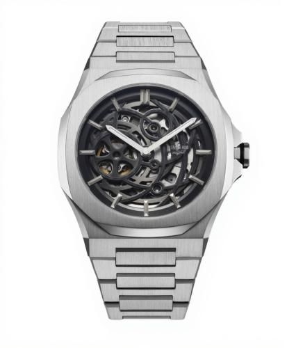 D1- Milano Skeleton Automatic silver stainless ste...