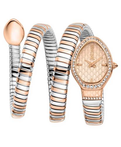 Just Cavalli Carezza Snake watch silver with rose gold stainless steel for women