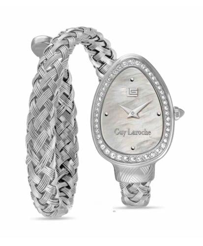 Guy Laroche Adele silver stainless steel snake wat...