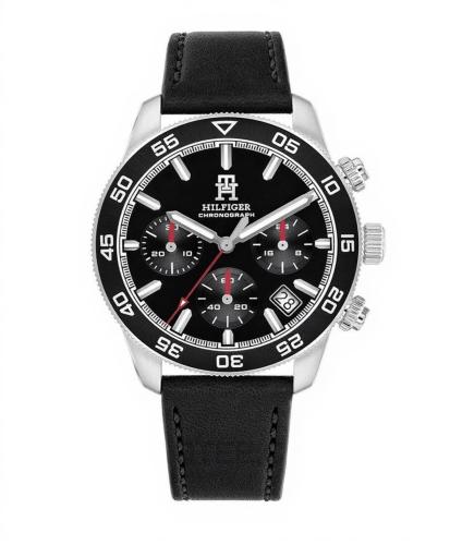 Tommy Hilfiger Th85 chronograph black leather for...