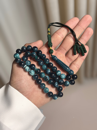 سبحة بكلايت أسود مع اخضر بترولي شكه زيتي