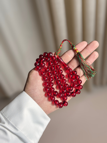 سبحة زعفران احمر شكه خضراء