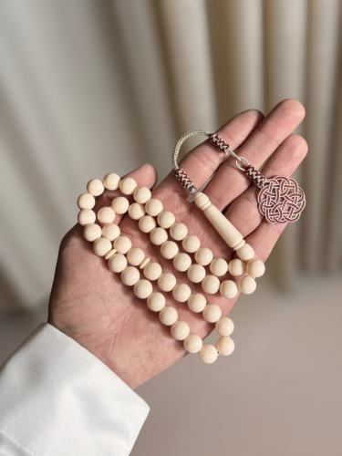 سبحة بكلايت أبيض طربزونة نحاس ابيض مع احمر