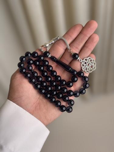 سبحة بكلايت أسود شفاف خيط كحلي