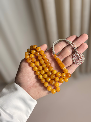 سبحة بكلايت أصفر معسّل مشجر طربزونة نحاس