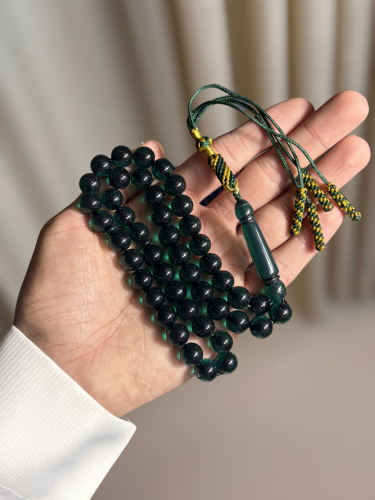 سبحة بكلايت أسود زيتي فاحم شكه زيتي واصفر