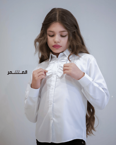 قميص ابيض كشكش - اطفال