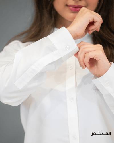 قميص ابيض سادة ياقة صيني