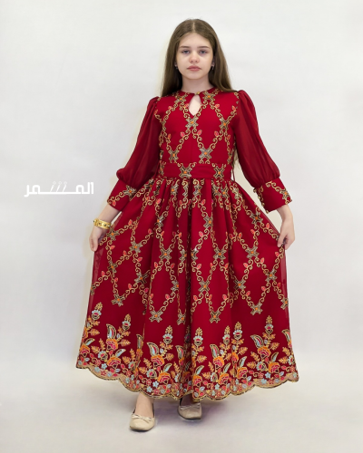 فستان قرقيعان04 - احمر غامق