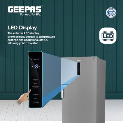 فريزر جيباس عمودي باب واحد قابل للتحويل بسعة 433 ل...