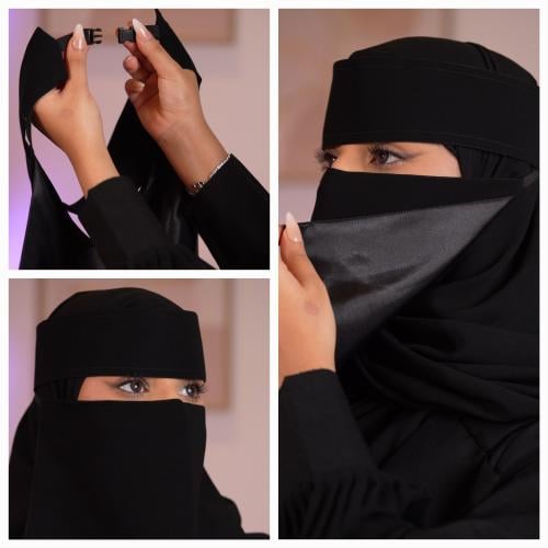 عدد (6 ) نقابات ملكية حرير أسود (مشبك)