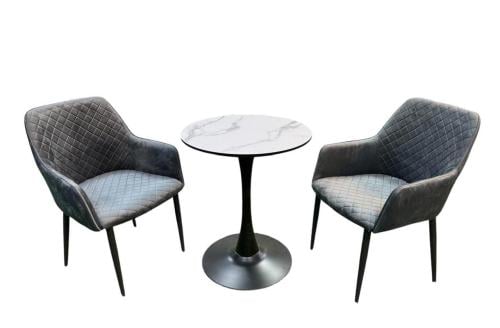 طقم طاولة شاي 2 كرسي وطاولة لون رمادي غامق مقدم من...