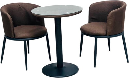 طقم طاولة شاي متعدد الاغراض 2 كرسي وطاولة لون بني...