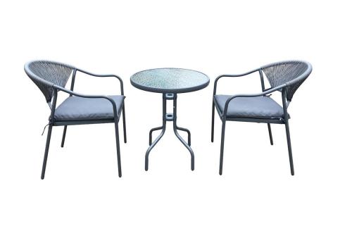 طقم 2 كرسي وطاولة لون رمادي من كاما