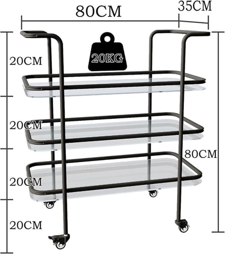 عربية ضيافة زجاج و حديد 3 دور لون أسود من كاما