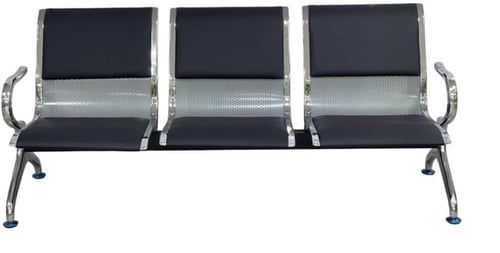 كرسي مقعد انتظار و استقبال ثلاثي معدن وجلد لون اسو...