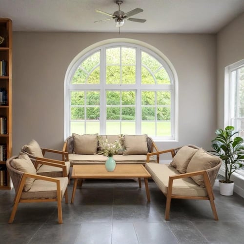 جلسة خارجية 7 اشخاص وطاولة لون بيج مقدمة لكم من كا...