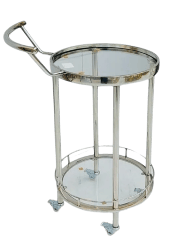 عربية تقديم استيل فضي شكل دائري من كاما