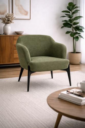 كرسي جلوس لون أخضر مودرن مبطن بأرجل معدنية من كاما