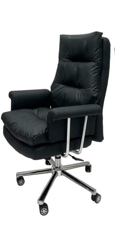كرسي مكتبي جلد لون أسود طبقتين فخم مقدم لكم من كام...