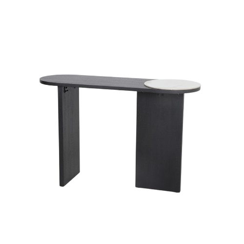 مدخل كونسول خشب أسود مع قطعة سيراميك من كاما