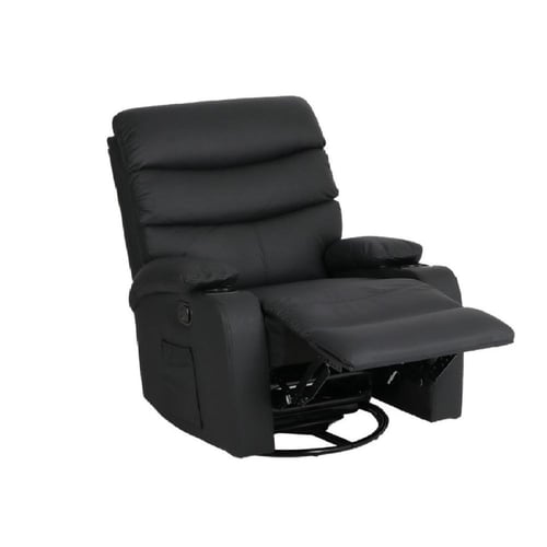 كرسي استرخاء جلد لون أسود ثابت مقدم لكم من كاما