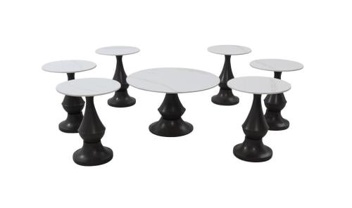 طقم طاولات شاى اسود 7 قطع سيراميك من كاما