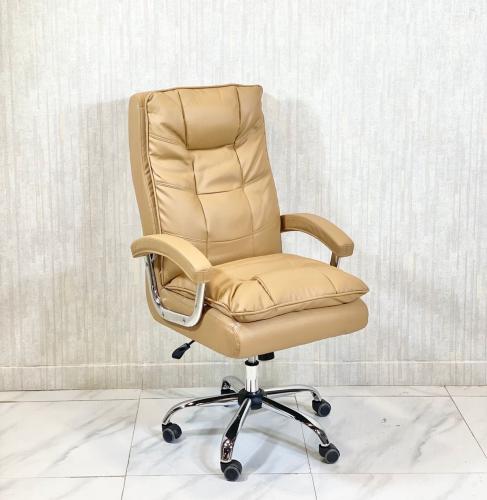 كرسي دوار جلد بيج ظهر طويل من كاما C-DT9269