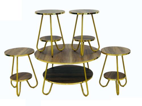 طقم طاولة شاي 4صغير +1 كبير لون بني *ذهبي مقدم لكم...