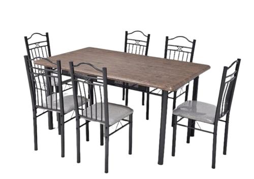 طاولة طعام حديد وخشب 6كرسي لون بني مقدمة لكم من كا...