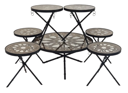 طقم طاولات معدن اسود زجاج 7 قطع من كاما