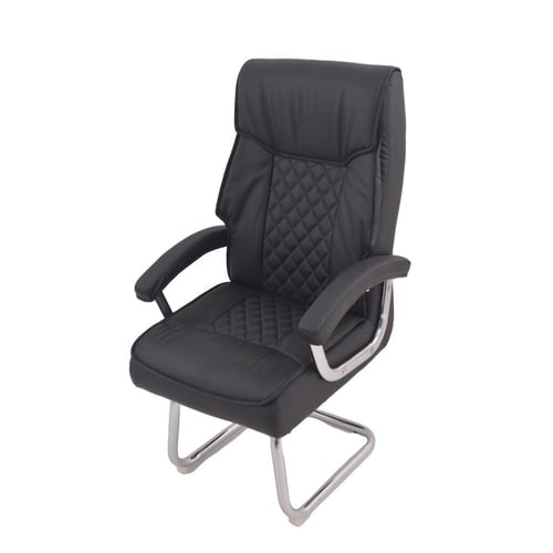 كرسي جلد ثابت اسود من كاما C-XH-9241
