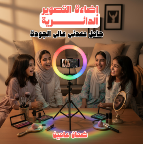 إضاءة التصوير الدائرية+ حامل معدني عالي الجودة ضمان عامين
