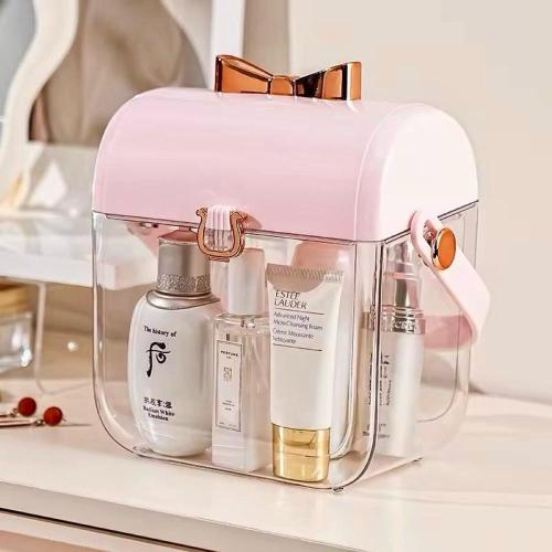 An elegant basket made of transparent acrylic with...