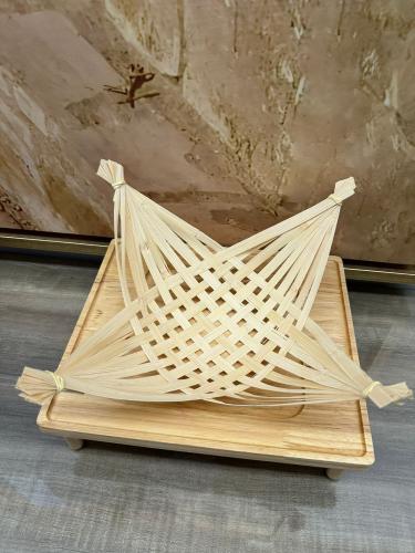 Handwoven baskets from natural bamboo strips