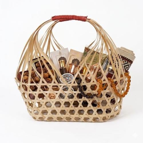An elegant basket handmade from natural wicker