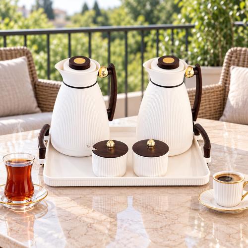 طقم ترامس وسكريات بتصميم مضلع أنيق