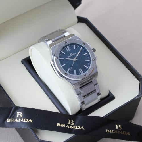 ساعة رجالية ماركة BRANDA بسوار فضي فاخر