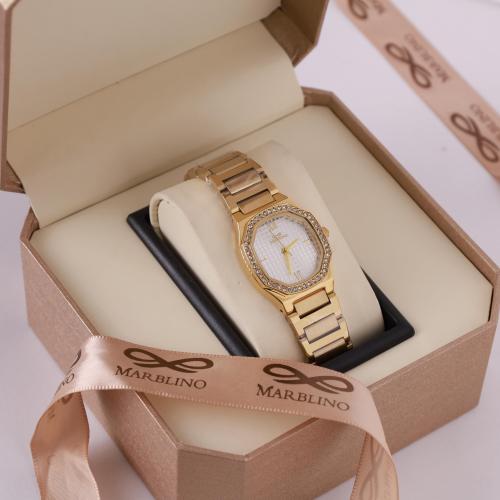 ساعة نسائية بسوار ذهبي من marblino