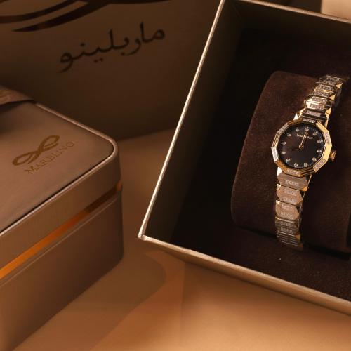 ساعة نسائية ستانلس ستيل بفصوص زركون