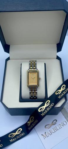 ماربلينو أوكسيدو – ساعة نسائية مستطيلة ثنائية اللو...