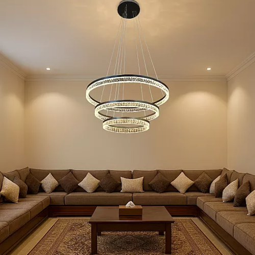نجف مودرن قطر 40*60*80 سم فضي لون الانارة 3اضاءات...
