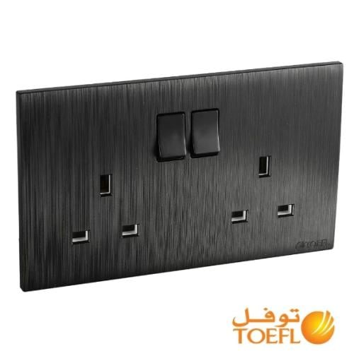 فيش ثلاثي مزدوج مع مفتاح 7x14 اسود بيانو بلاتيني
