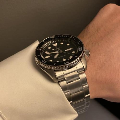 ساعة سيكو diver اوتوماتيك - حجم 42.5 اللون اسود