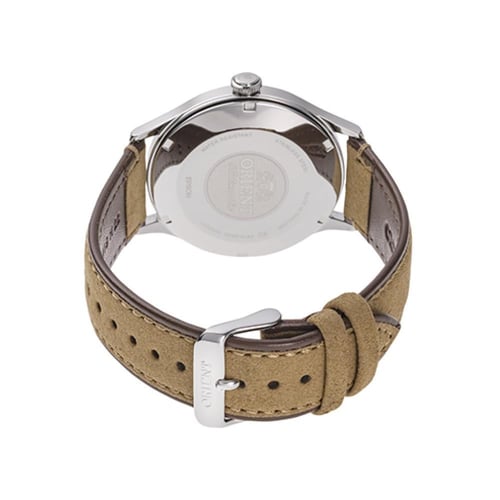 ساعة أورينت - زيتي بجلد مخملي