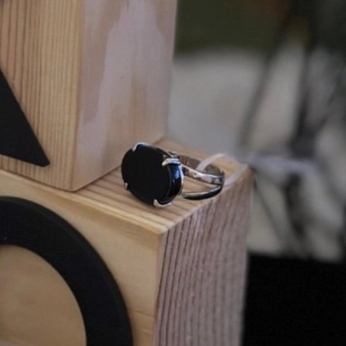 خاتم ملكي مخالب فضه عيار 925 -اسود